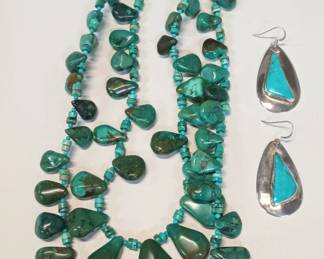 Turquoise beads
Sterling earrings with turquoise 