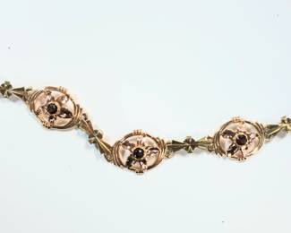 retro modern 14k Gold and Garnet vintage bracelet 