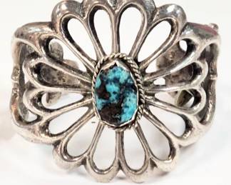 Native American turquoise sterling cuff
