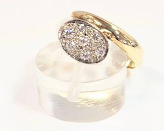Pave diamond ring in yellow gold