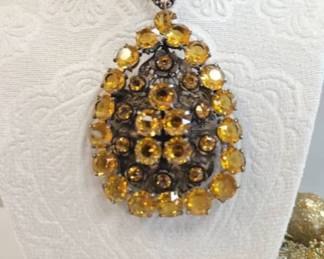 Vintage Czech crystal necklace 20" chain