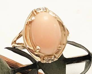 Angel Coral with diamonds 14 karat gold size 8