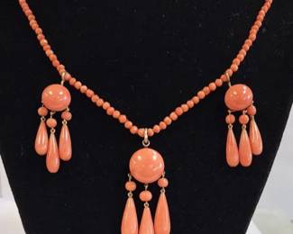 Victorian Coral drop necklace circa 1890's