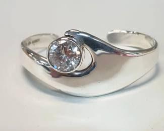 Sterling Cuff with CZ. 
Med wrist