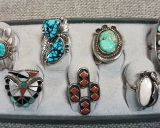 Collection of Native American sterling rings