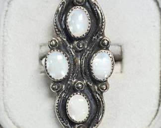 Mother of pearl Native American sterling ring
