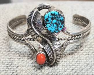 Coral and turquoise cuff
Small wrist