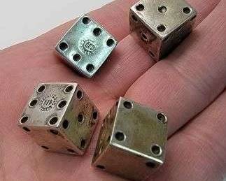 12 Four Sterling Silver Dice marked TAXCO