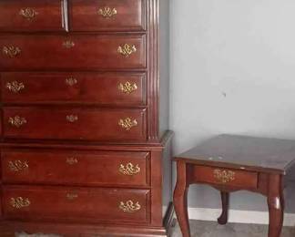 Wooden Chest with Side Table