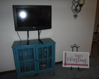 Painted Cabinet  and Flat Screen T.V.