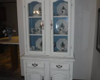 Off White Stressed China Cabinet