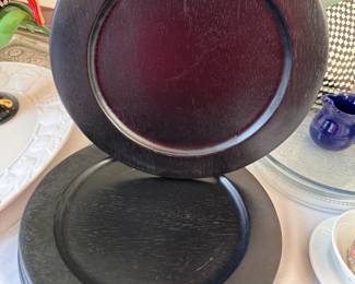 Black wooden chargers, set of 4