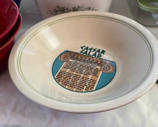 Caesar salad bowl with recipe by Mount Clemens Pottery 12"