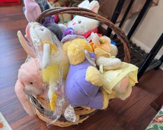 Basket of Bunnies - a few have some wear from storage, largest is 12"