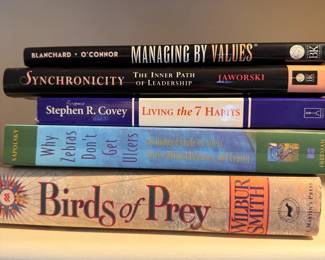 Group of books including Why Zebras Don't Get Ulcers