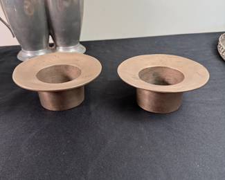 Vintage brass pillar candle holders (approx 2-3"W opening) top is 6"W