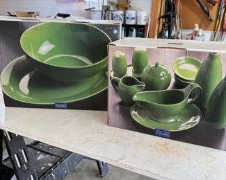 Royal Limited two boxes of new green serving pieces