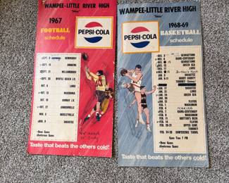 Pair of Wampee-Little River High Pepsi-Cola Advertising  1967 Football and 1968-69 Basketball schedule posters 