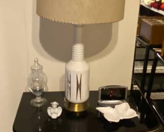 Black night stand and MCM lamp