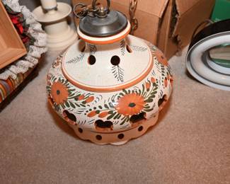 Vintage Mexican Pottery Hanging Light