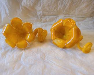Murano Glass flowers, set of two.