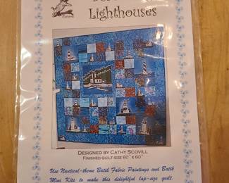 Beaconing Lighthouses quilt Pattern kit with fabric, original design by Cathy Scovill