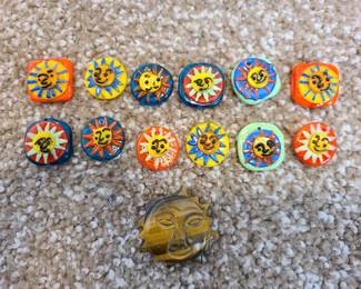 Glass Beads, sun faces
