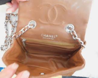 CHANEL MINI LAMBSKIN MATELASSE COCO MARK CHAIN SHOULDER BAG LIGHT BROWN