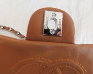 CHANEL MINI LAMBSKIN MATELASSE COCO MARK CHAIN SHOULDER BAG LIGHT BROWN