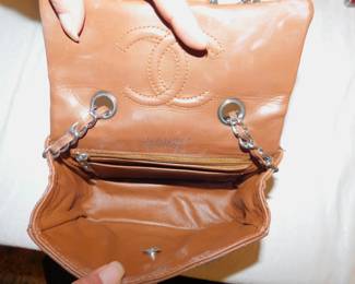 CHANEL MINI LAMBSKIN MATELASSE COCO MARK CHAIN SHOULDER BAG LIGHT BROWN