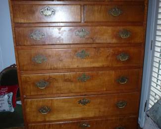 EARLY 19TH CENTURY MAPLE TALL CHEST