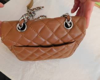 CHANEL MINI LAMBSKIN MATELASSE COCO MARK CHAIN SHOULDER BAG LIGHT BROWN