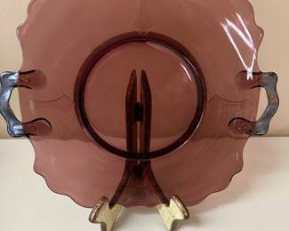 Amethyst glass cake plate