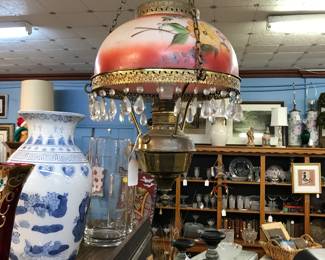 Love this painted hanging Pendant with glass  prisims.