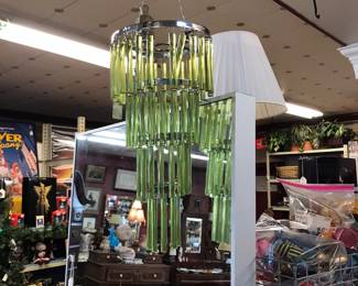 MCM Green and Chrome  Chandelier.