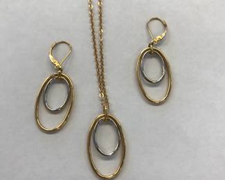 14K Gold necklace and earrings
