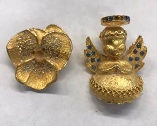 Angel Vintage Brooch by Dodds, Gold Pansy could be Dodds