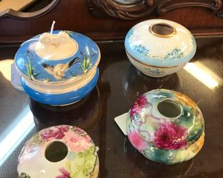 Wonder dresser trinket box and hair holders - hand painted