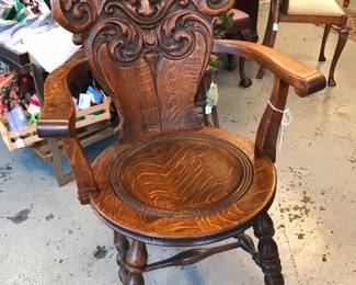 North Wind Face Arm Chair - Heavily carved - Oak