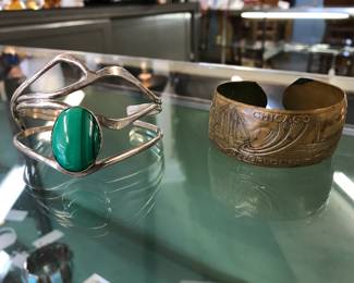 Silver Free form Bracelet, Copper  "Chicago Fair" Souvenir Bracelet 1934