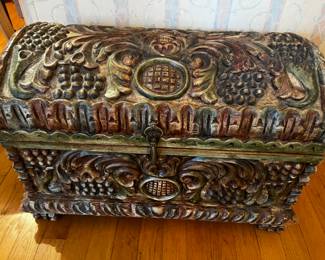 Carved wood trunk