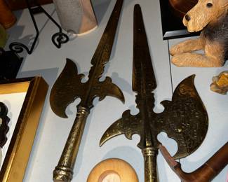 Pair of decorative swords in brass
