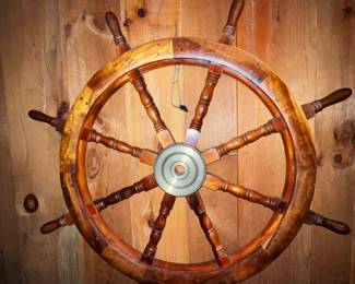 Large ship’s steering wheel
