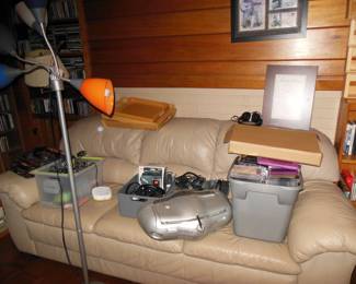 Mid century milt color lamp ,leathwer sofa