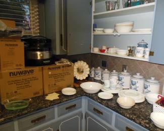 New Wave ovens new in box, asst.  glassware