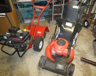 Craftsman mower. Troybuilt tiller