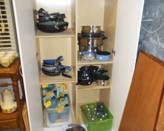 white cabinet asst. kitchen items