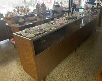 There are 6 lighted display cases