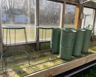 Vintage metal flower containers