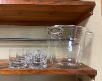 Orrefors ice bucket 
6 old fashioned glasses 